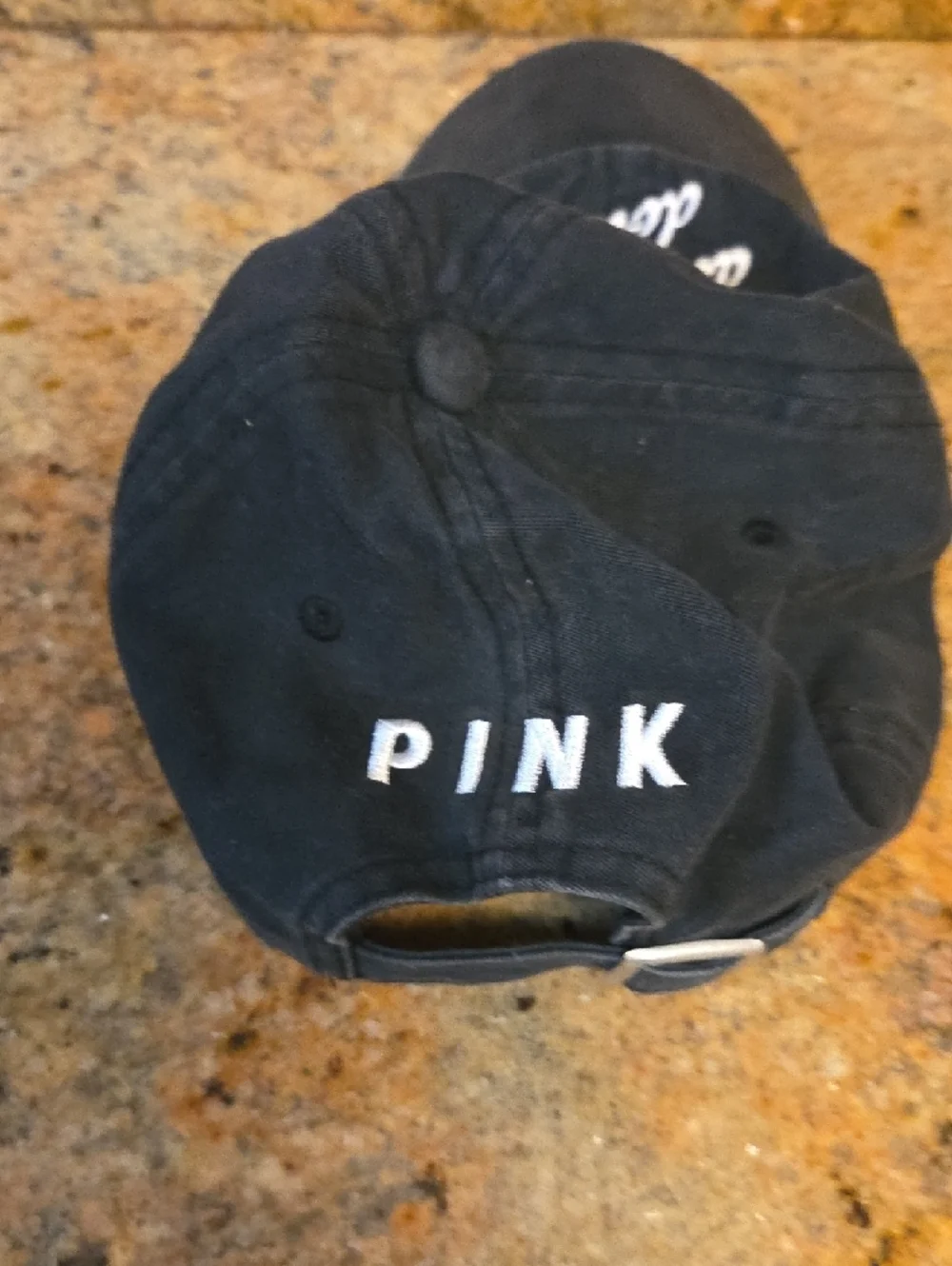 Victoria's Secret Black Baseball Cap with White Embroidered 